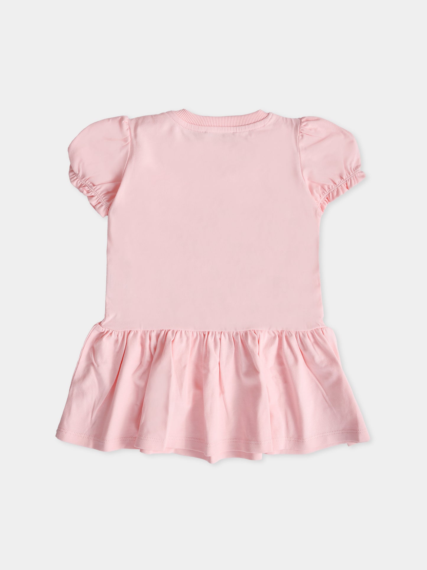 Vestito rosa per neonata con Teddy Bear e cuore,Moschino Kids,MDV0C7 LBA00 50209