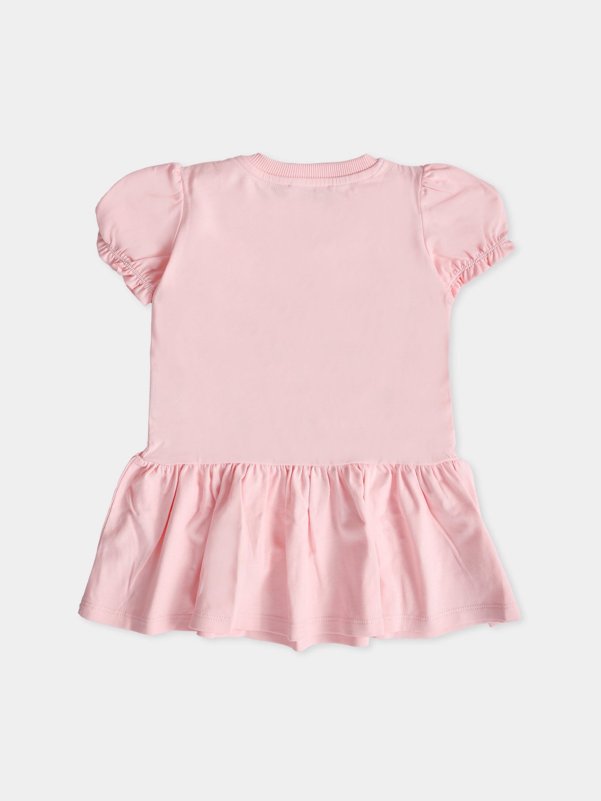 Vestito rosa per neonata con Teddy Bear e cuore,Moschino Kids,MDV0C7 LBA00 50209