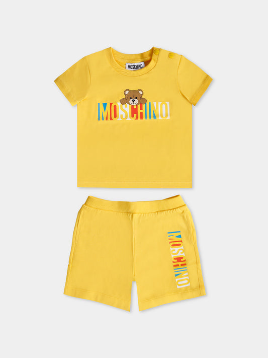 Completo giallo per neonato con Teddy Bear,Moschino Kids,MVG00M LAA02 50577
