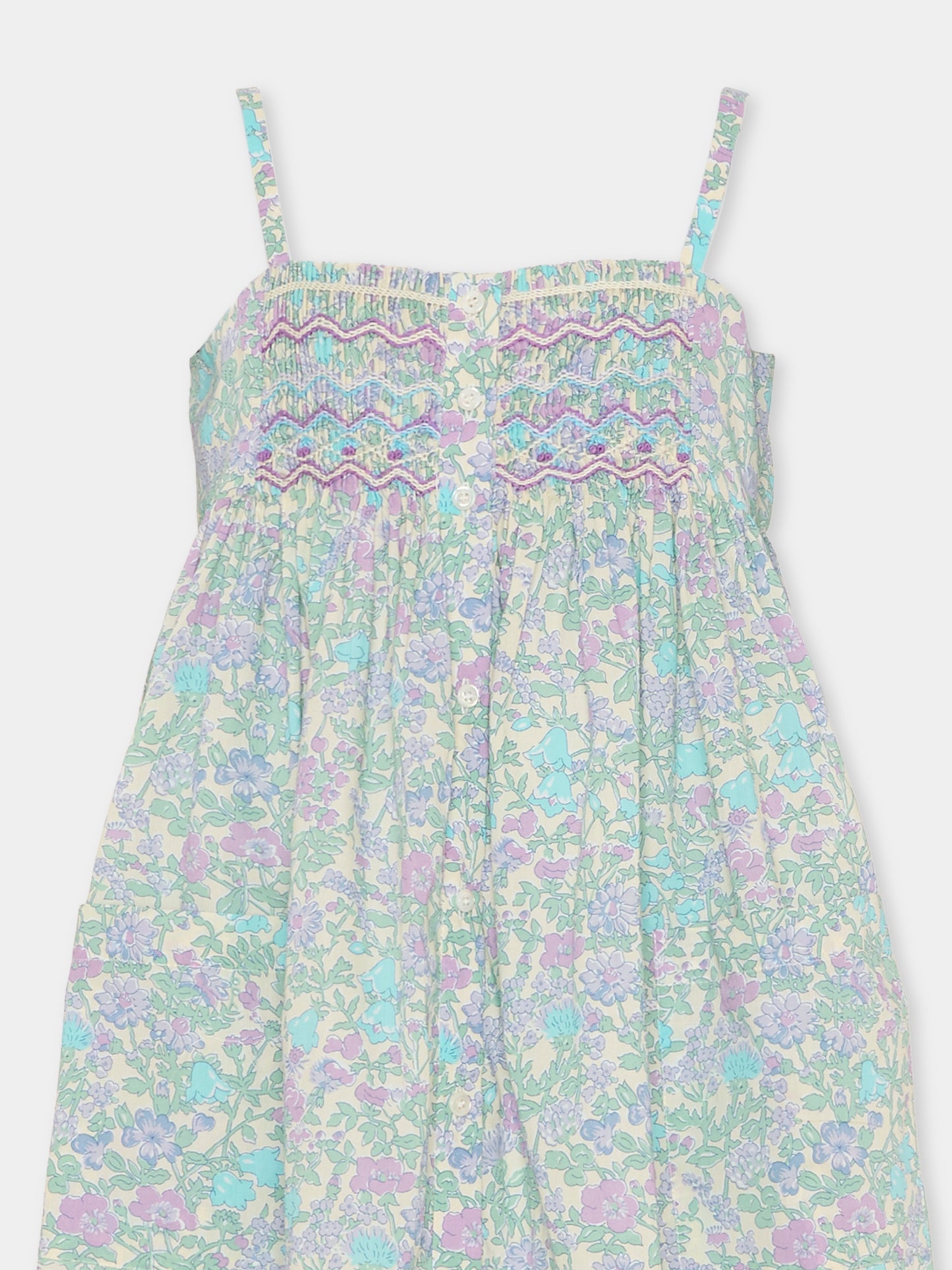 Vestito multicolor per bambina con stampa floreale,Bonpoint,C06GDRW00001 556