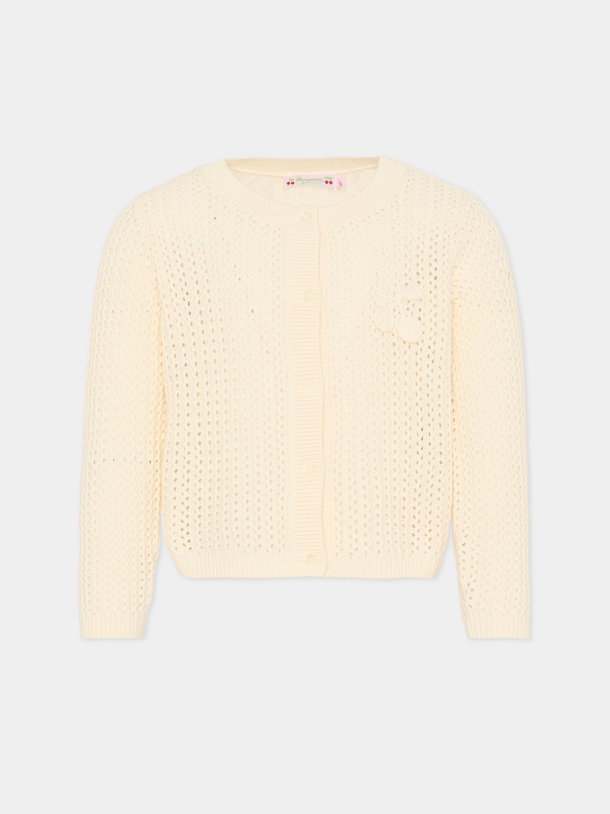 Cardigan avorio per bambina con ciliegie,Bonpoint,S06GCAK00001 003