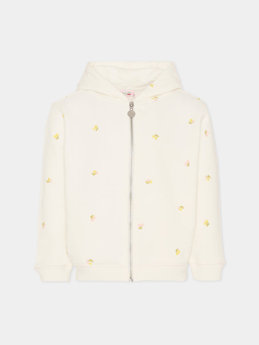 Felpa avorio per bambina con ciliegie,Bonpoint,S06GSWK00002 603