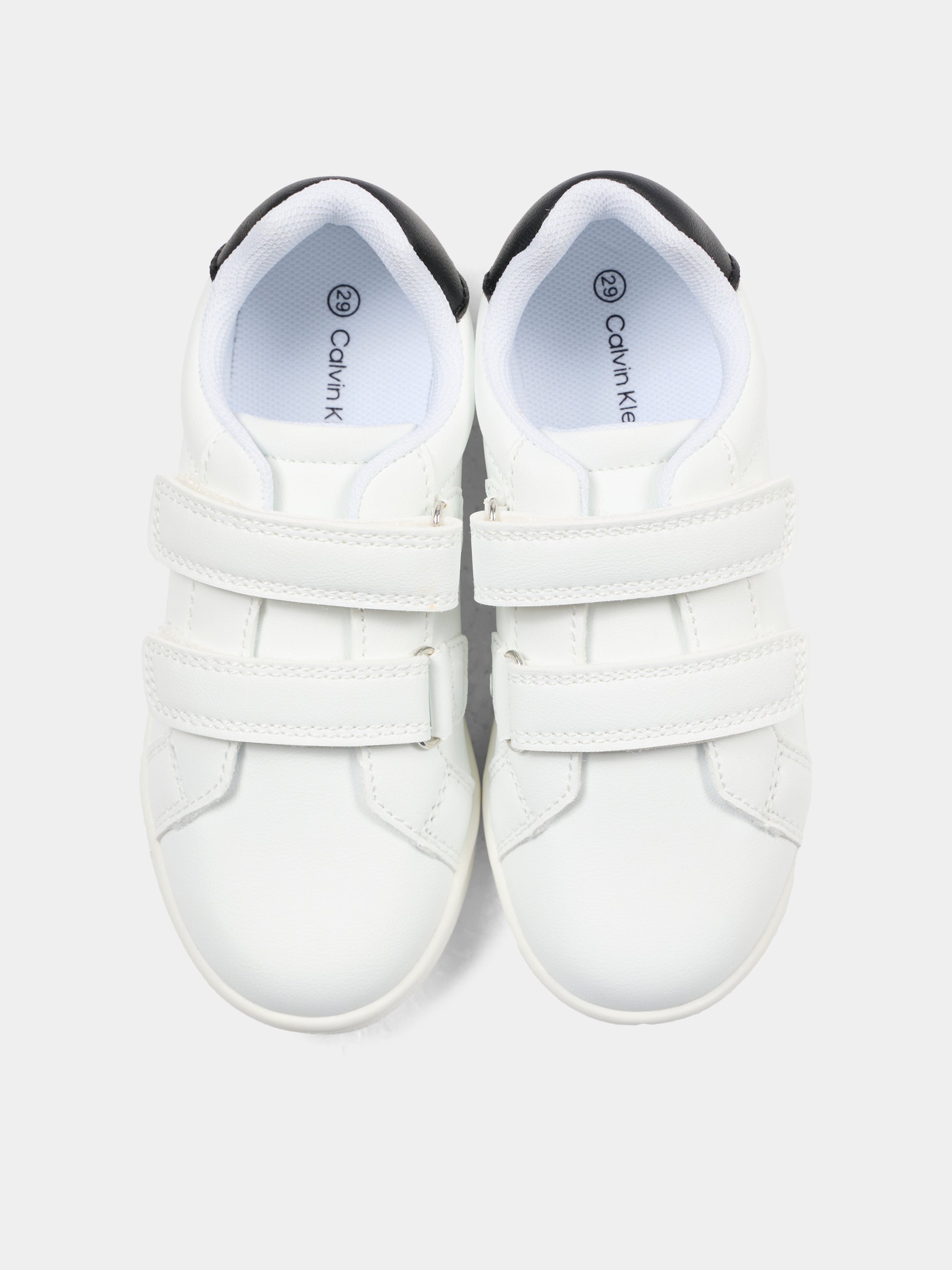Sneakers bianche per neonato e bambino con logo nero,Calvin Klein Kids,V1X9 83275 1355X002