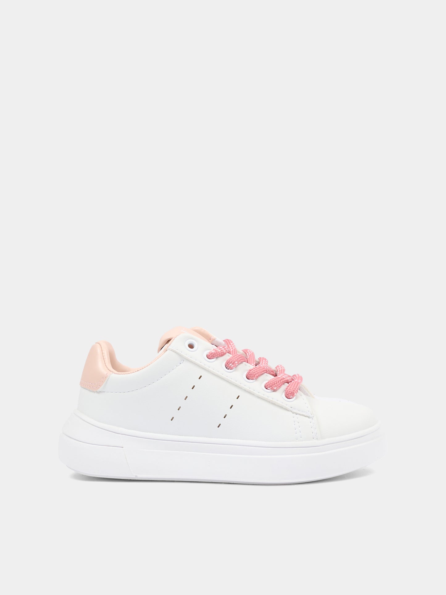 Sneakers bianche per bambina con dettaglio rosa,Calvin Klein Kids,V3A9 83221 1355A953