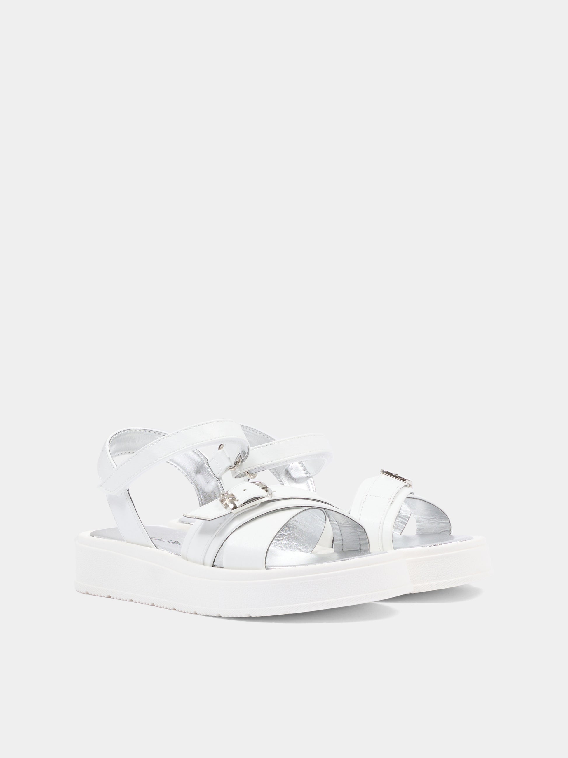Sandali bianchi per bambina con logo,Calvin Klein Kids,V4A2 83260 0326100