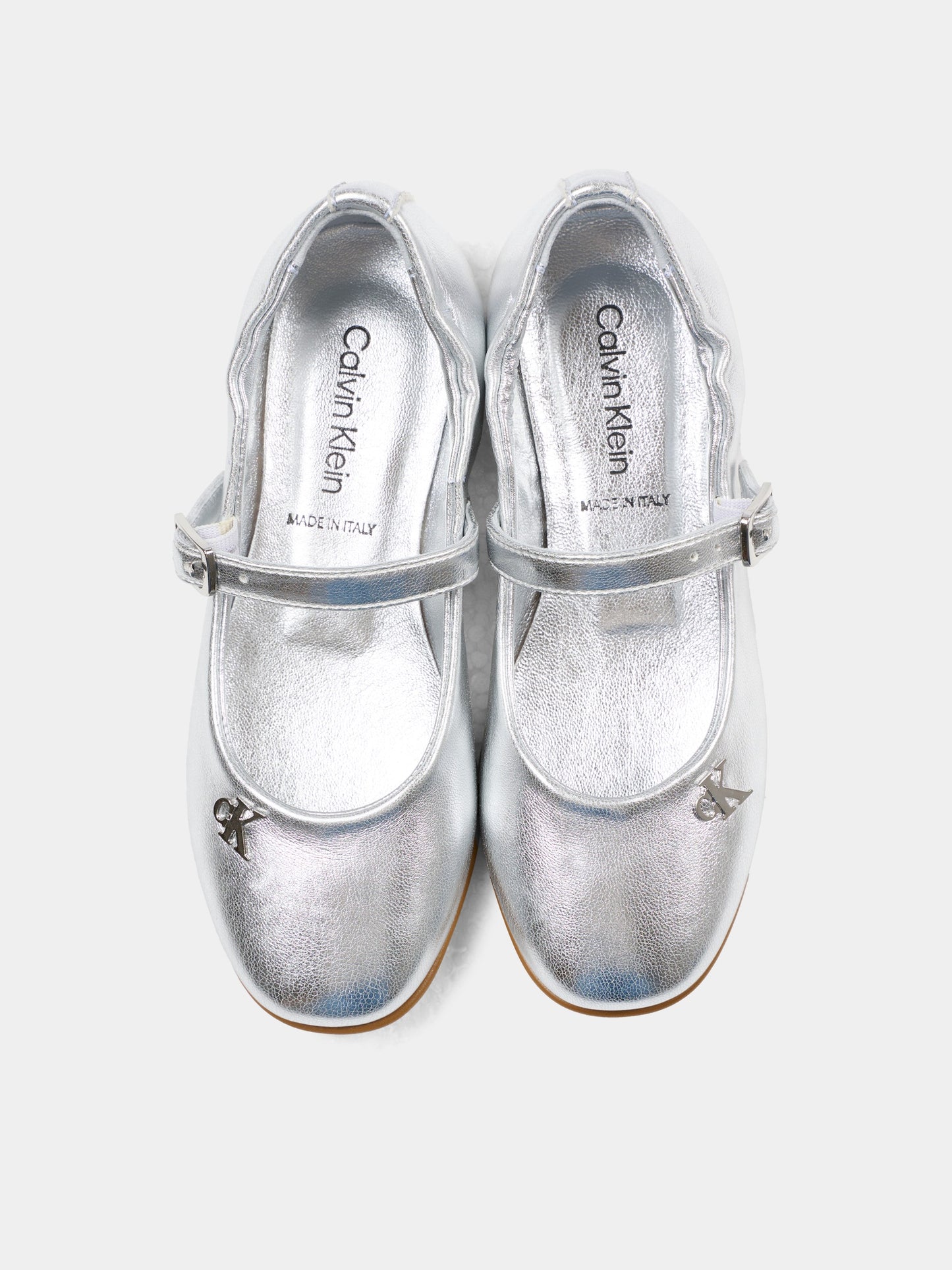 Ballerine argento per bambina con fiocco,Calvin Klein Kids,V4A3 83340 0504904