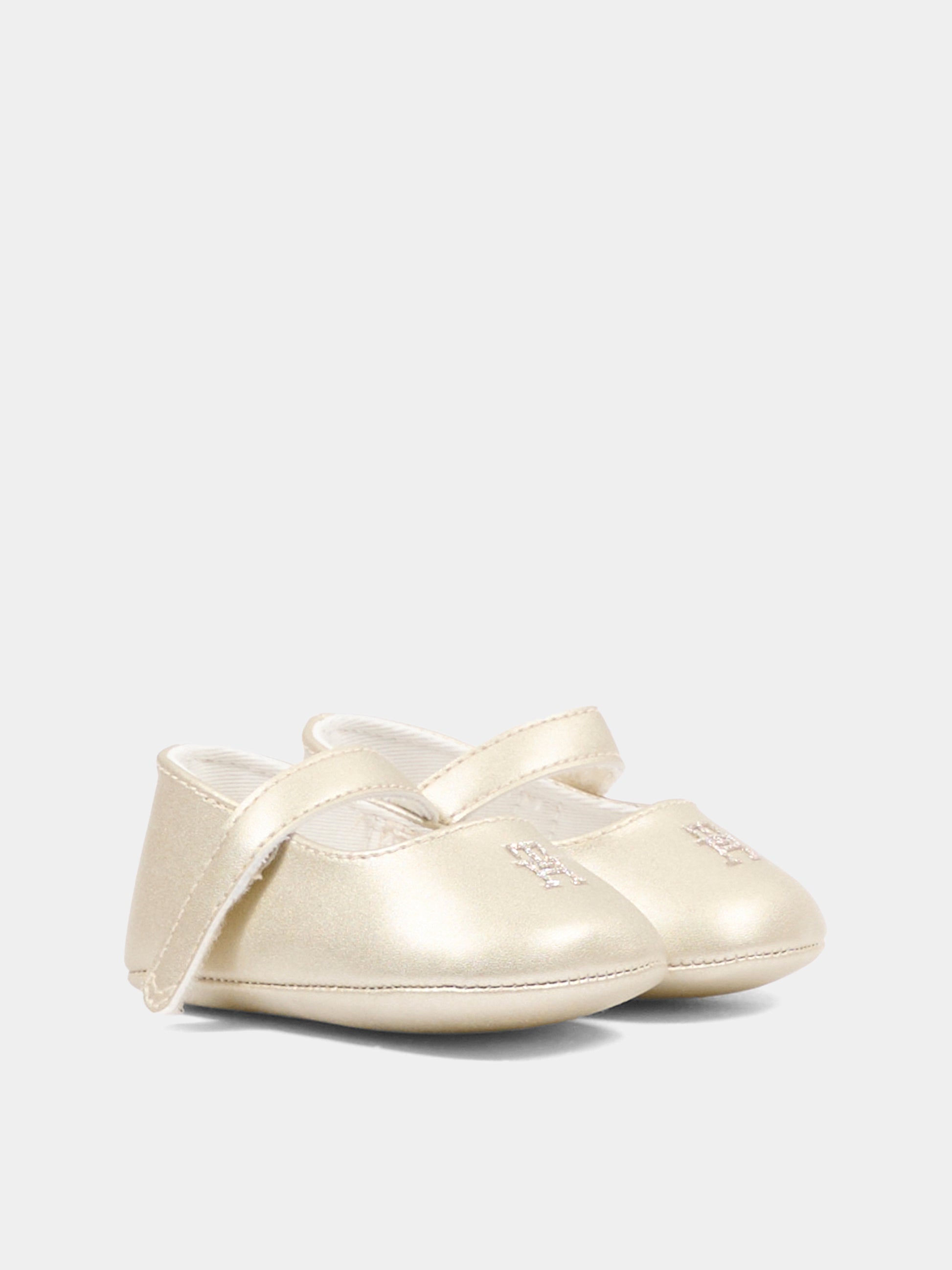 Ballerine oro per neonata con logo,Tommy Hilfiger Junior,T0A3 34220 0995514