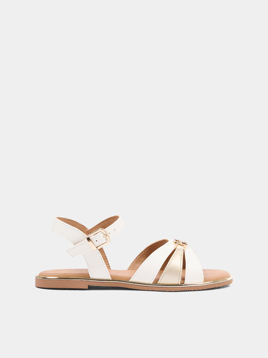 Sandali avorio per bambina con logo,Tommy Hilfiger Junior,T3A2 34280 0326X048