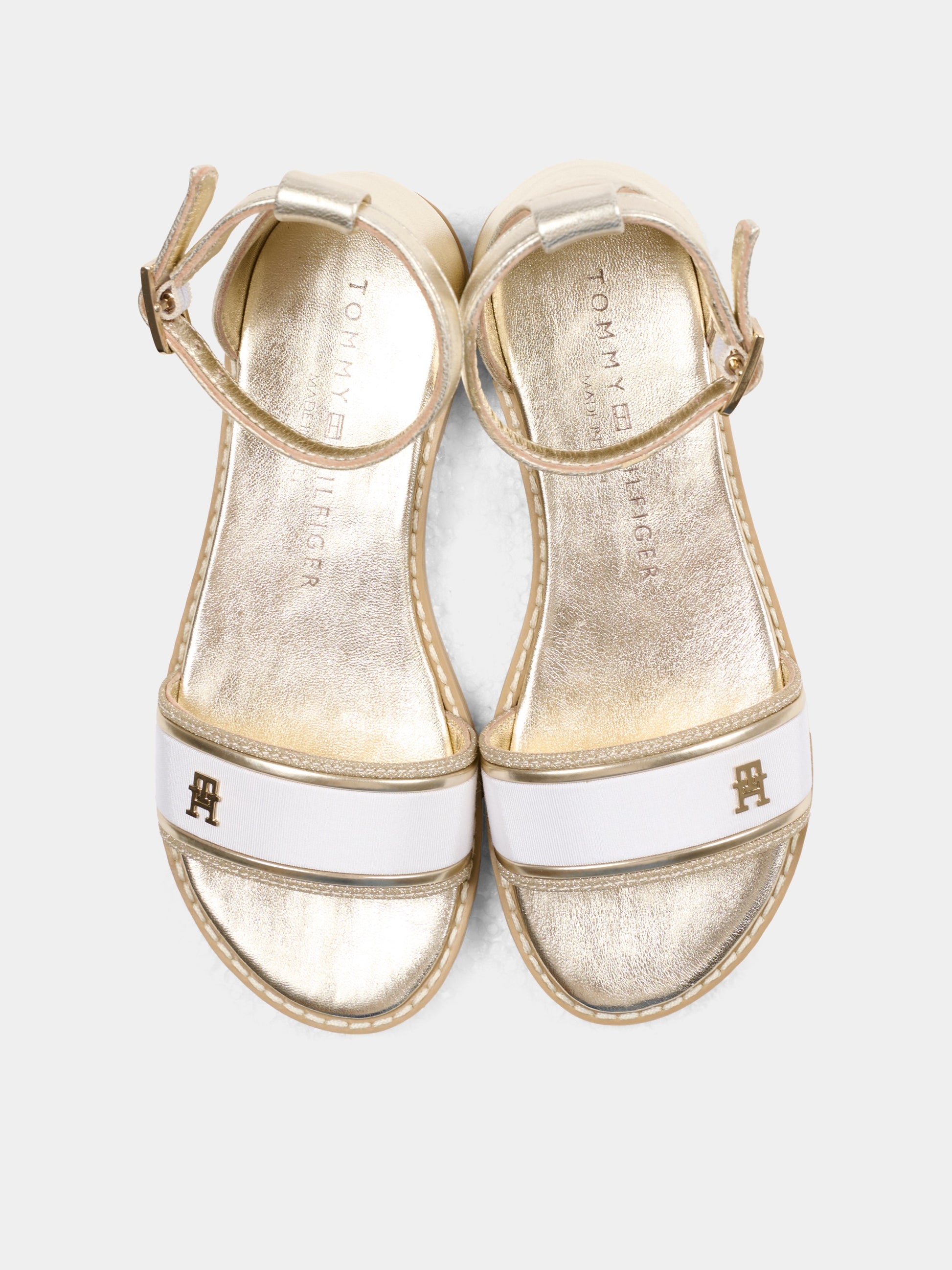 Sandali oro per bambina con logo,Tommy Hilfiger Junior,T4A2 34431 0517X048