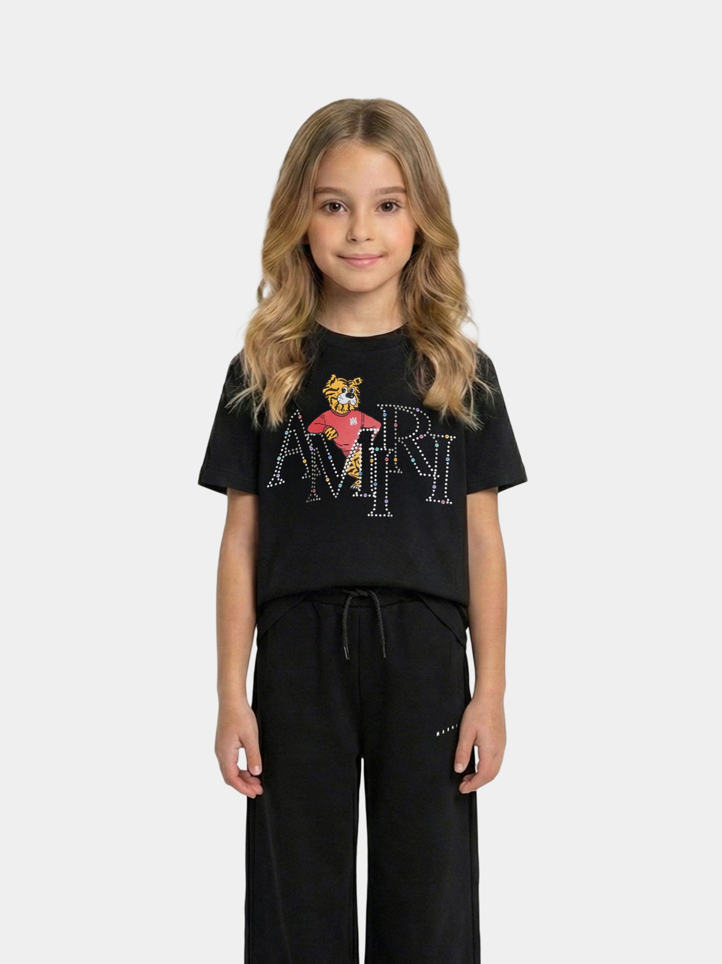 Black T-Shirt for Kids with tiger print