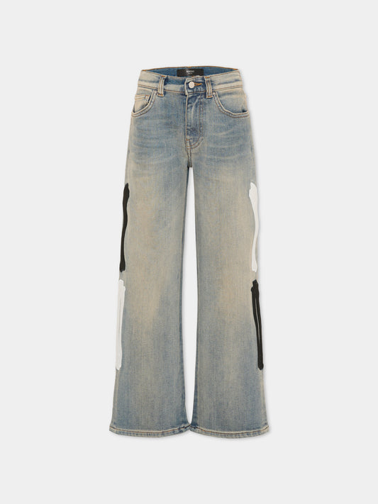 Jeans denim per bambini con ricami,Amiri,ACBMPA1006 ANTIQUE INDIGO