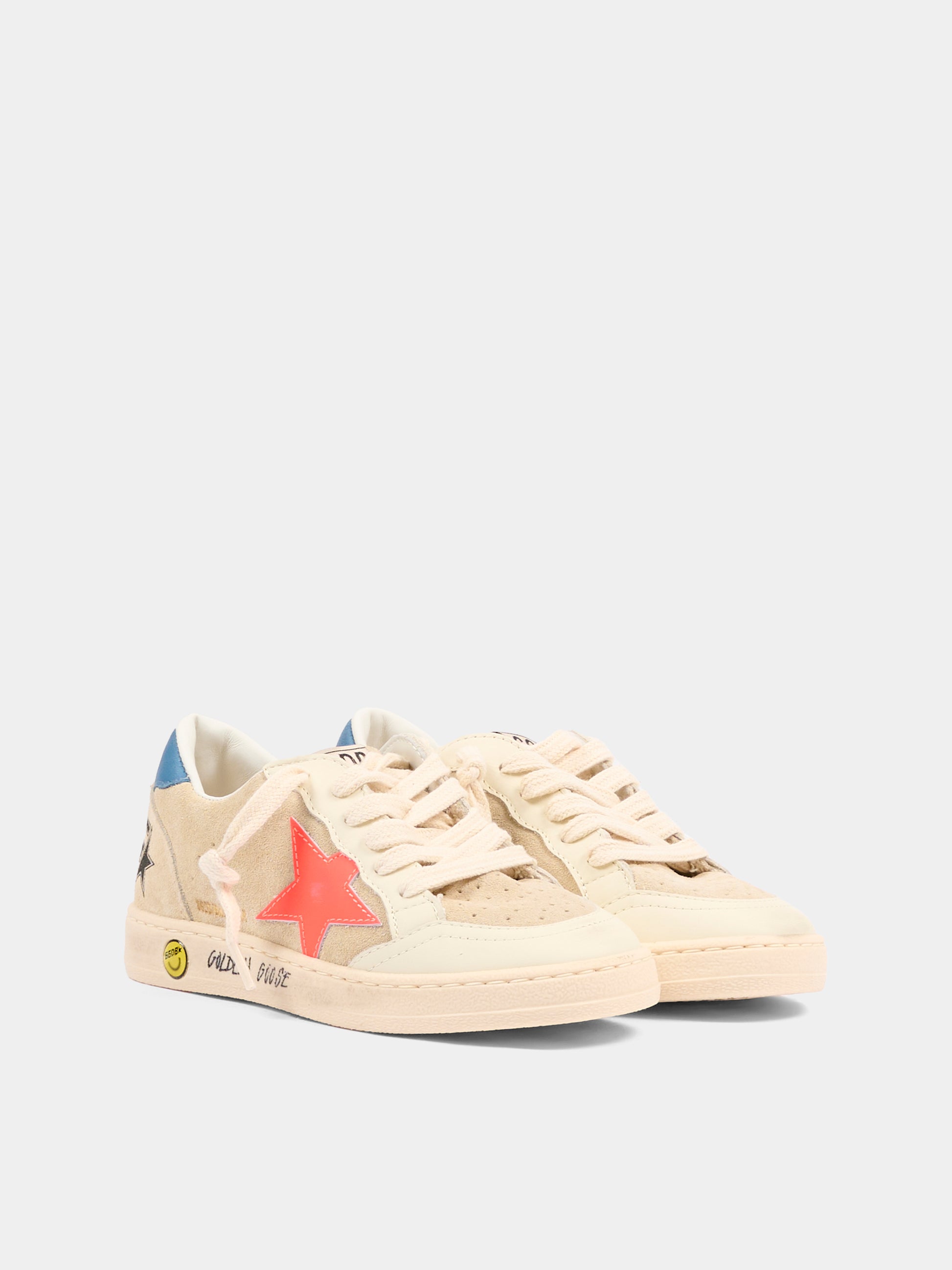 Sneakers Ball Star beige per bambino con stella,Golden Goose,GYF00439 F008050 15863