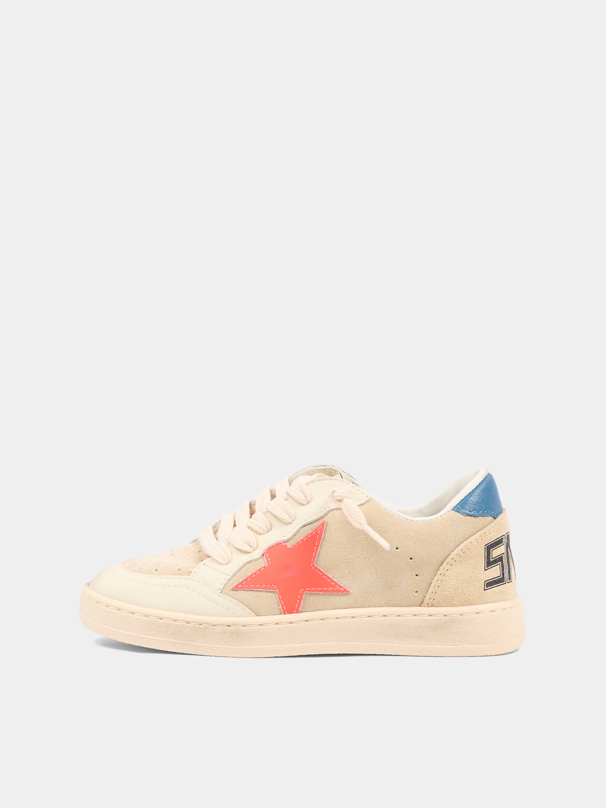 Sneakers Ball Star beige per bambino con stella,Golden Goose,GYF00439 F008050 15863