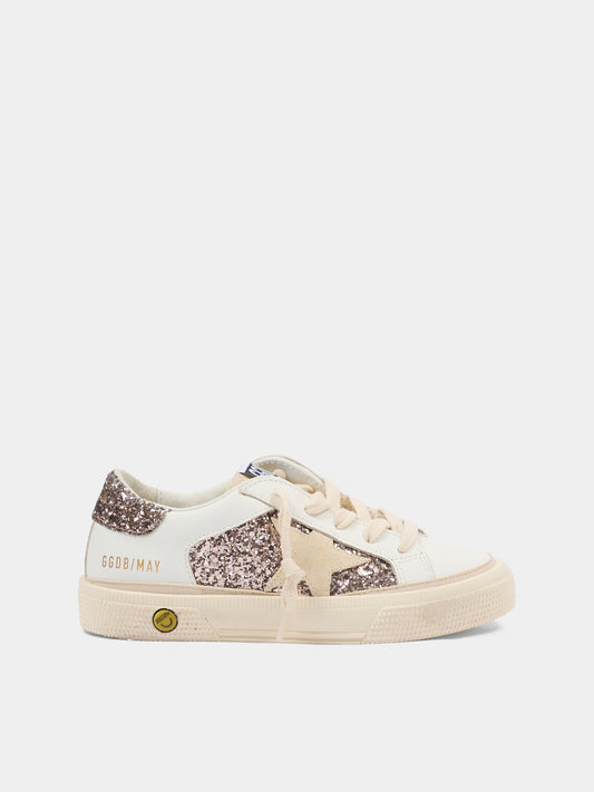 Sneakers bianche May per bambina con logo,Golden Goose,GYF00715 F005321 11694