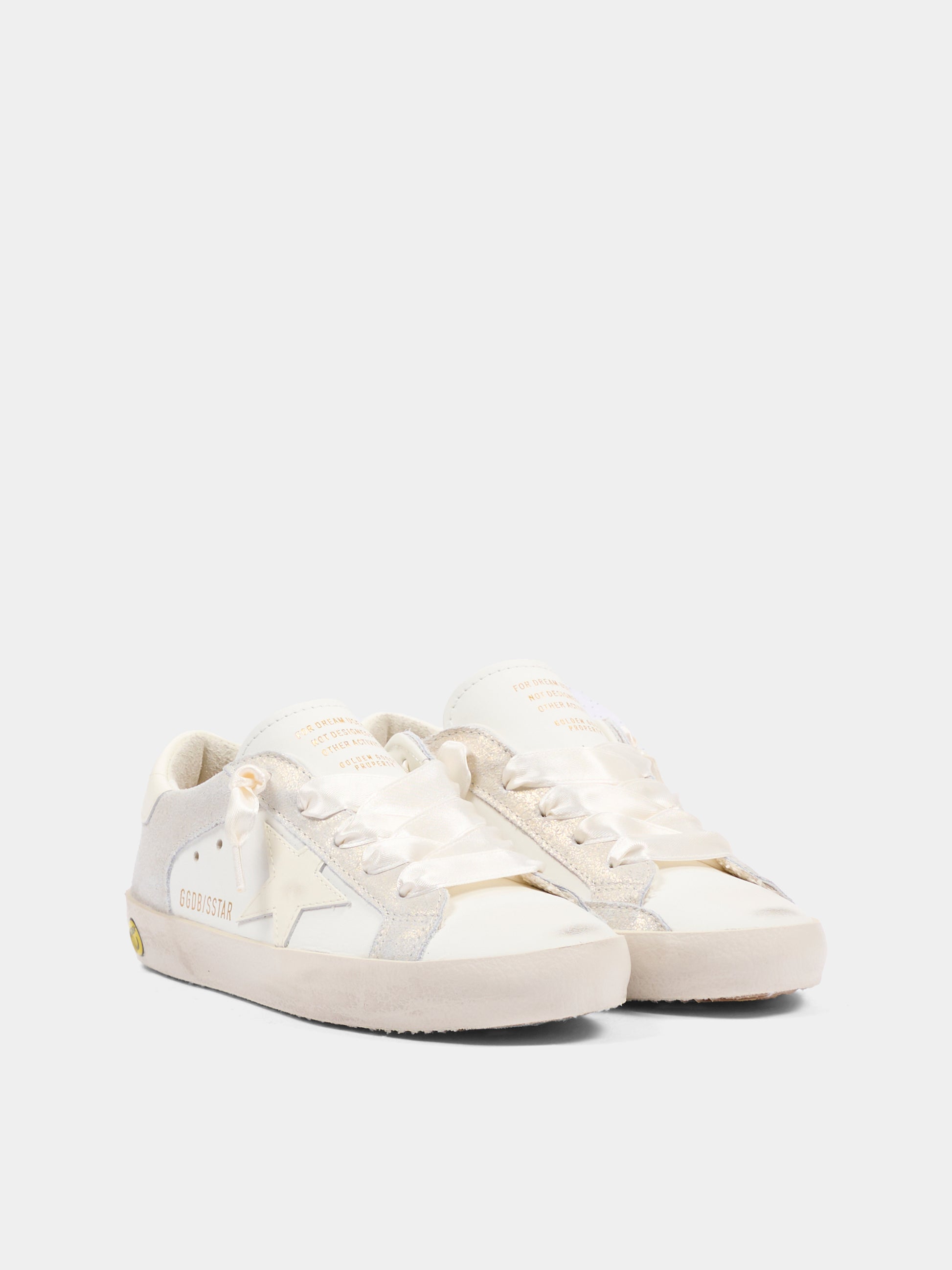 Sneakers Super Star bianche per bambina con stella,Golden Goose,GYF00103 F008026 10847