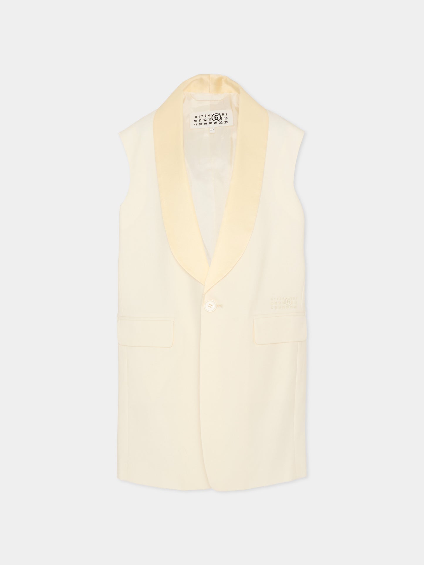 Gilet avorio per bambina con logo,Mm6 Maison Margiela,M60933 MM07G M6103