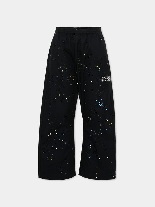 Pantaloni neri per bambini con logo numerico,Mm6 Maison Margiela,M60953 MM07B M6900