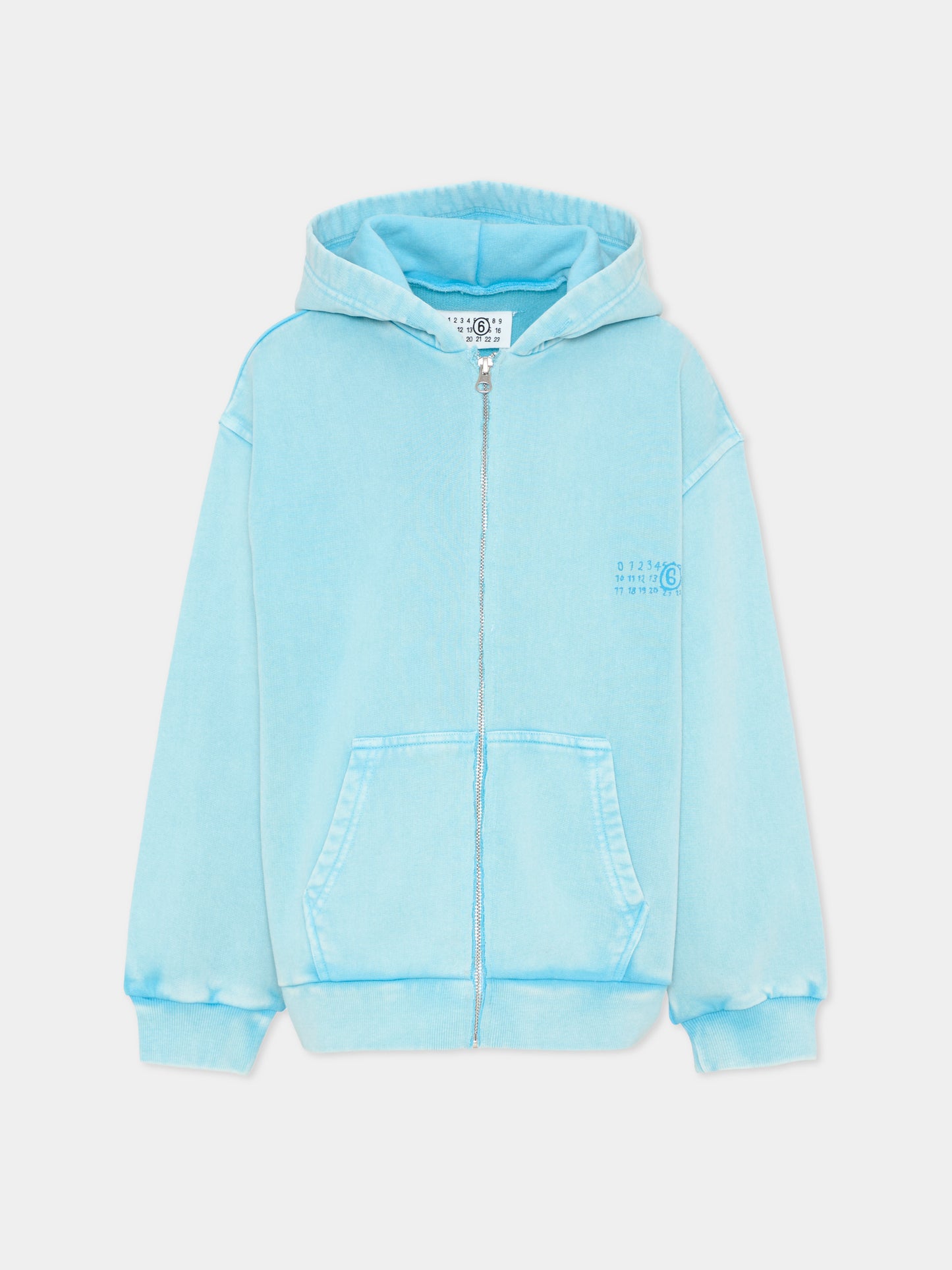 Felpa azzurra per bambino con logo numerico,Mm6 Maison Margiela,M60978 MM07L M6809