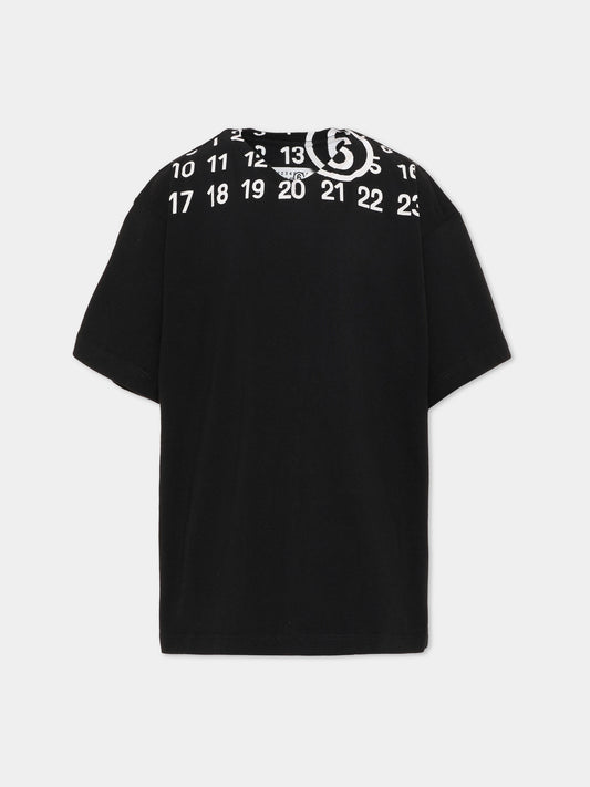 T-shirt nera per bambini con logo,Mm6 Maison Margiela,M60986 MM02Y M6900