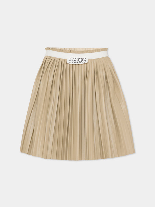 Gonna beige per bambina con logo,Mm6 Maison Margiela,M60999 MM07F M6709
