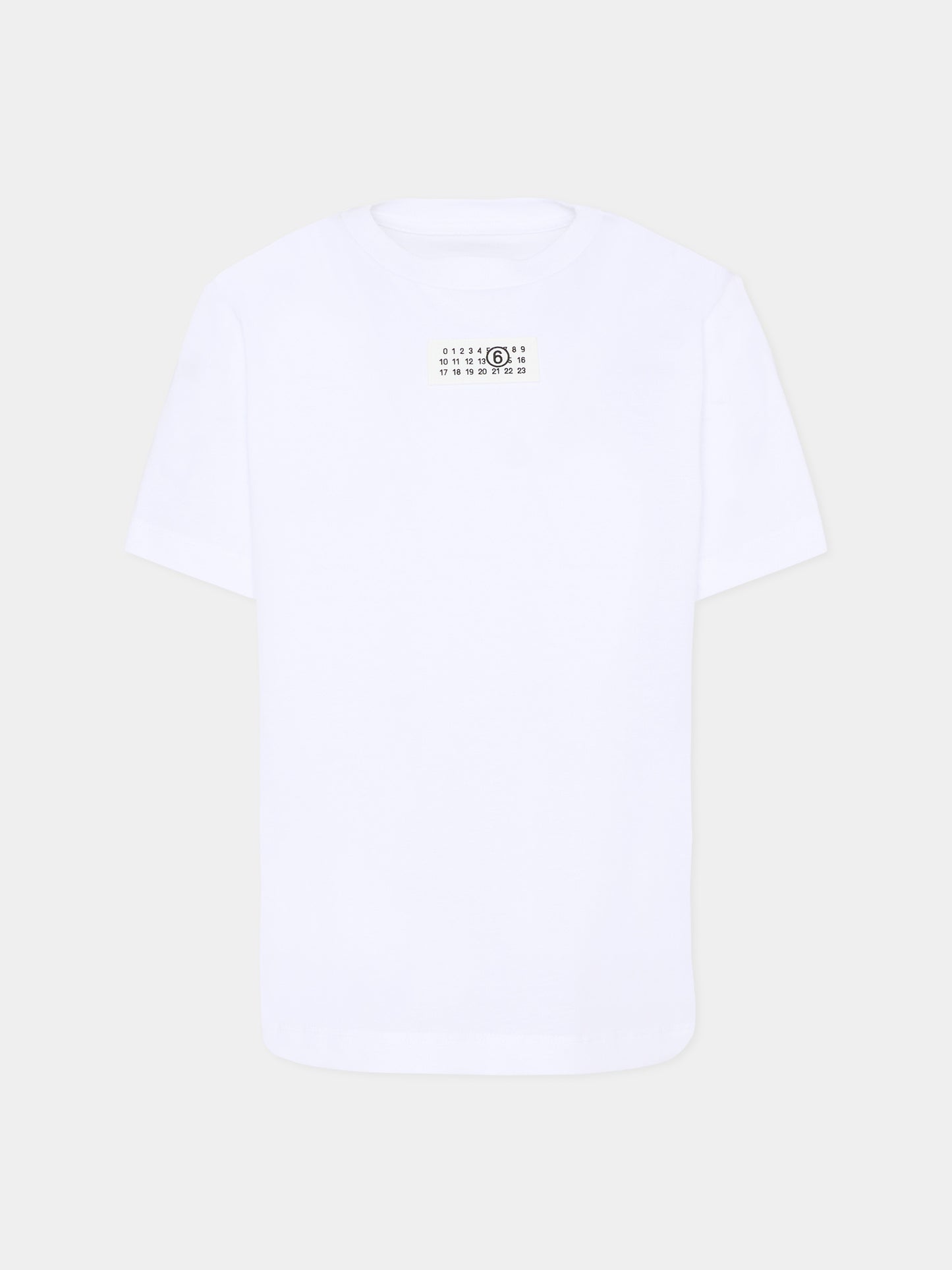T-shirt bianca per bambini con patch,Mm6 Maison Margiela,M61022 MM04I M6100