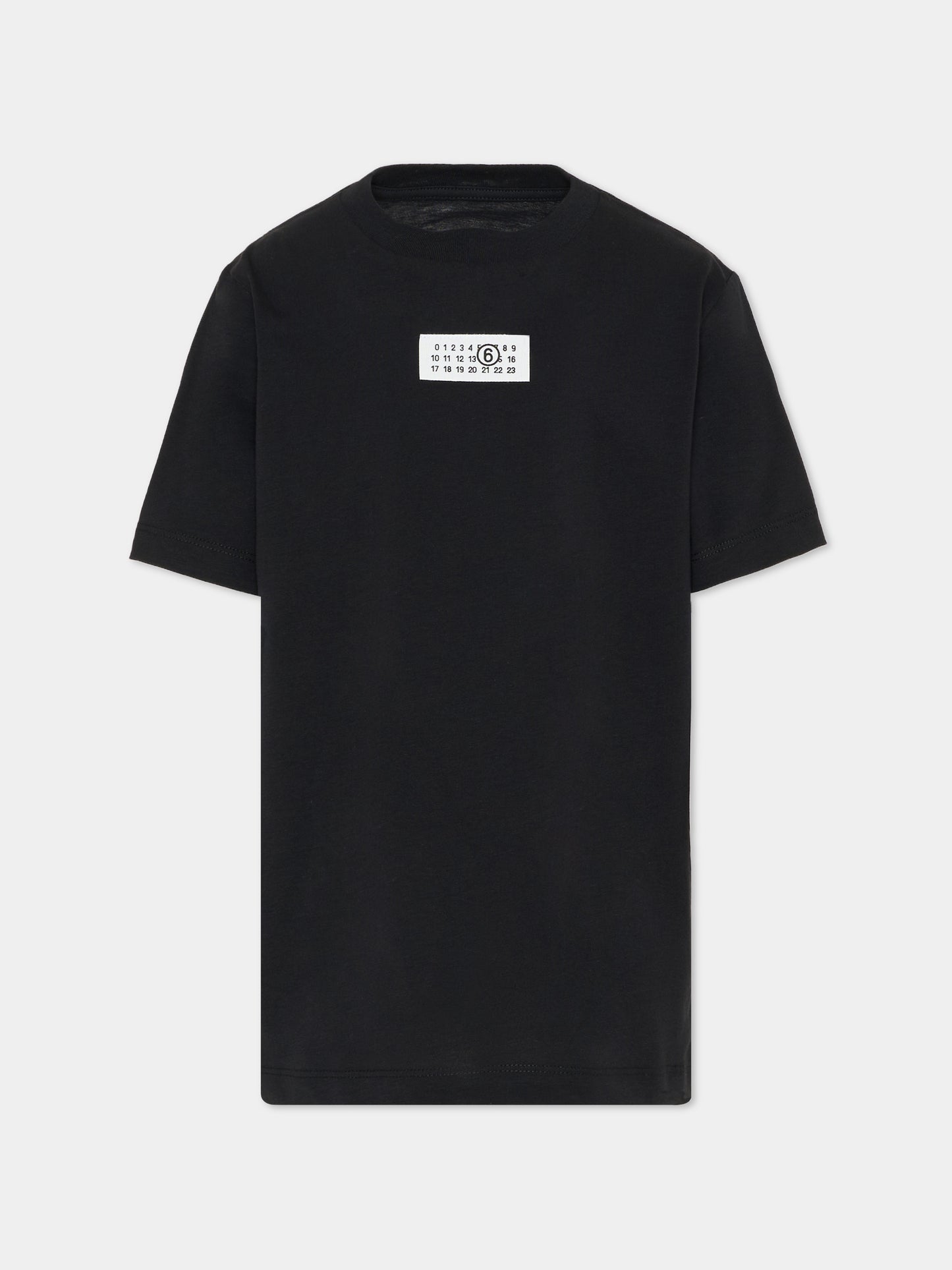 T-shirt nera per bambini con patch,Mm6 Maison Margiela,M61022 MM04I M6900