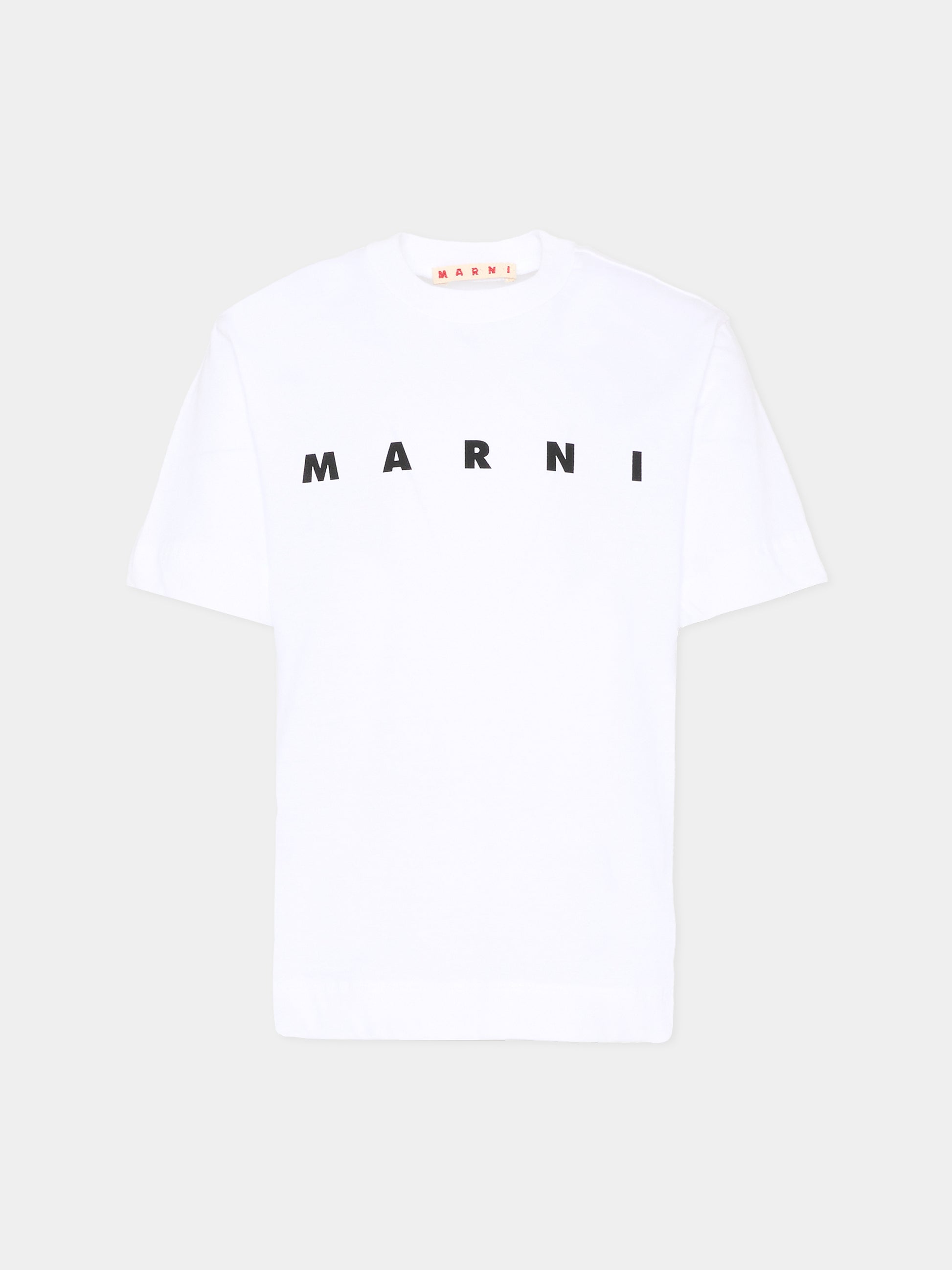 T-shirt bianca per bambini con logo nero,Marni Kids,M002MV M00RF 0M100