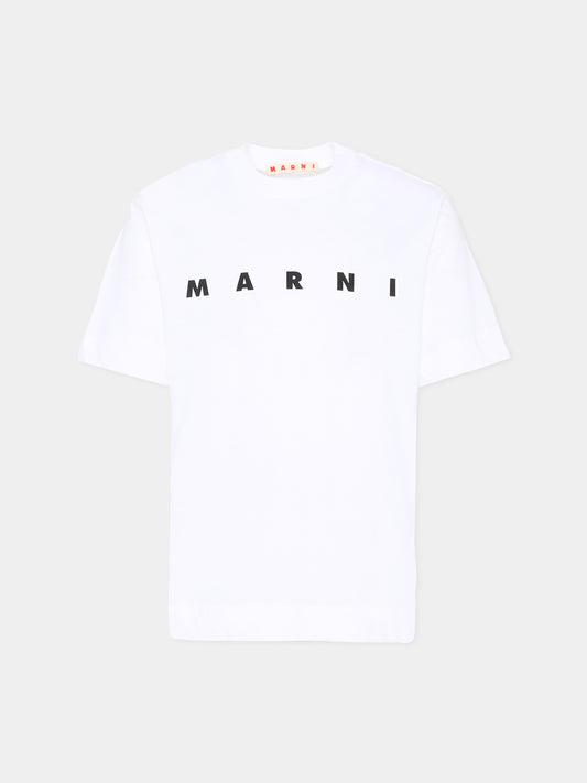 T-shirt bianca per bambini con logo nero,Marni Kids,M002MV M00RF 0M100