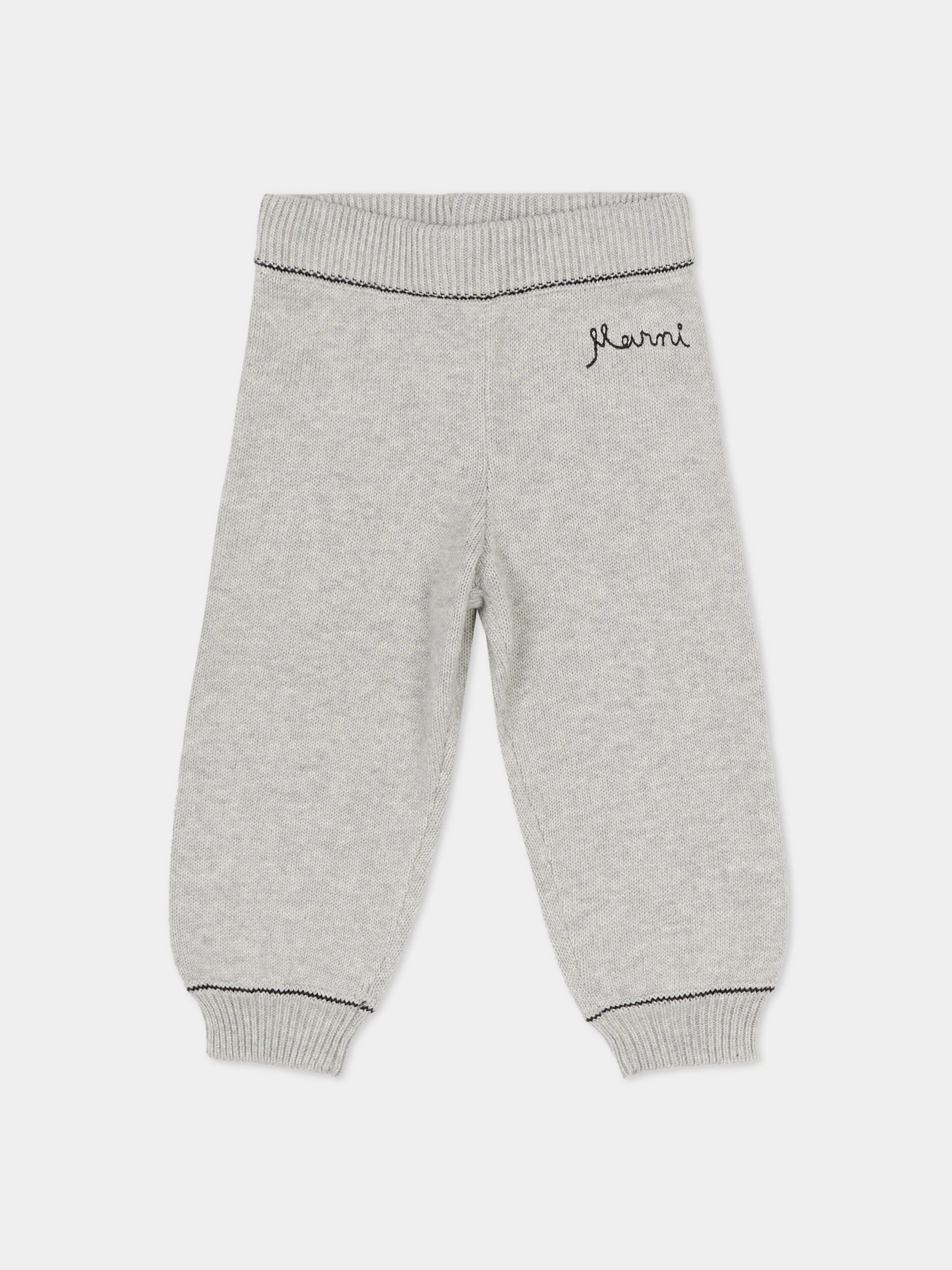 Pantaloni grigi per neonata con logo ricamato,Marni Kids,M00994 M00X8 0M903