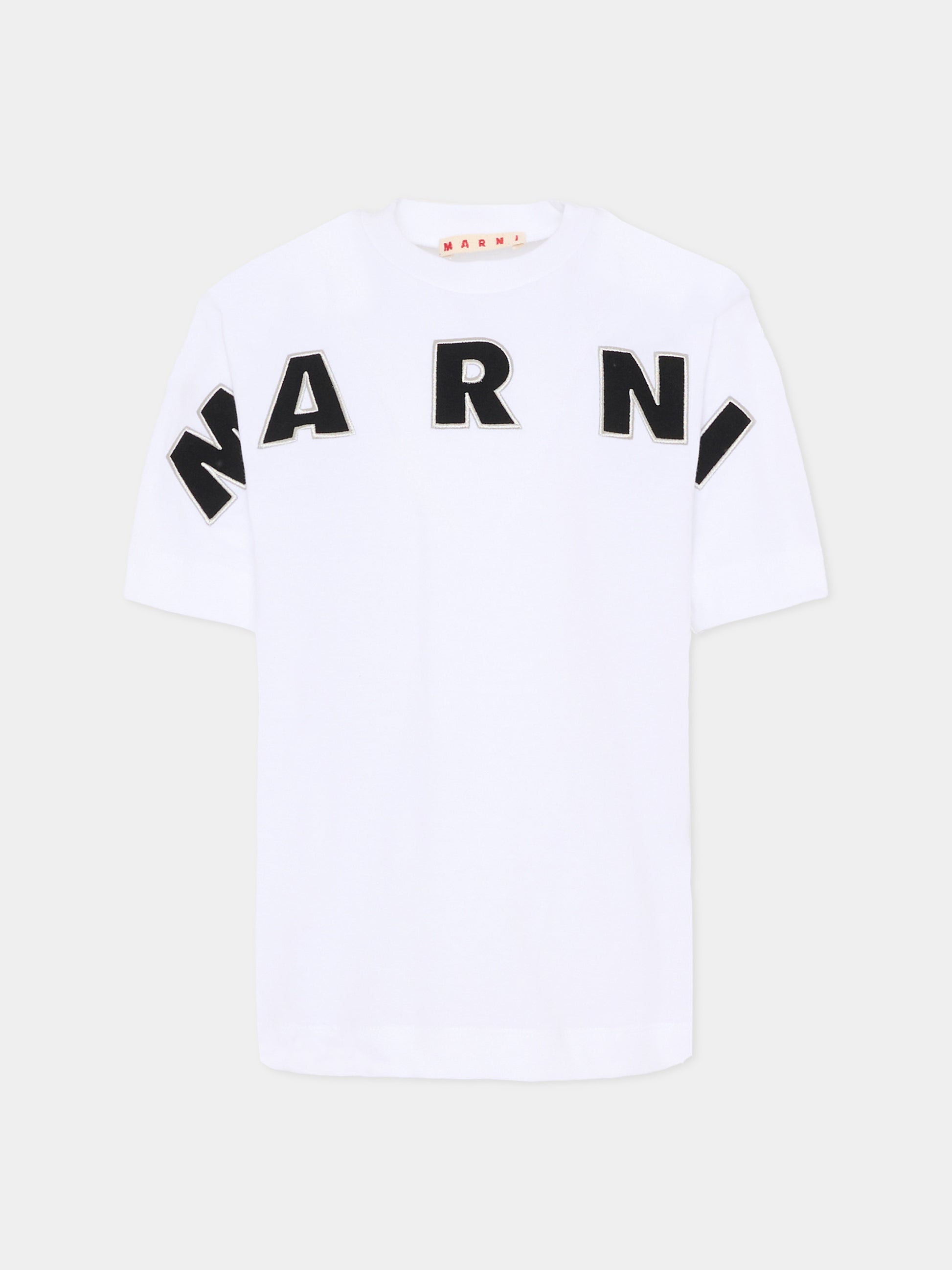 T-shirt bianca per bambini con logo,Marni Kids,M01265 M00RF 0M100