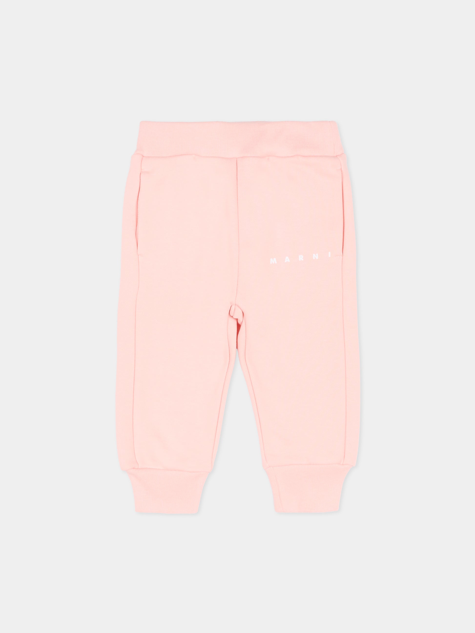Pantaloni rosa per neonata con logo,Marni Kids,M01534 M00V0 0M351