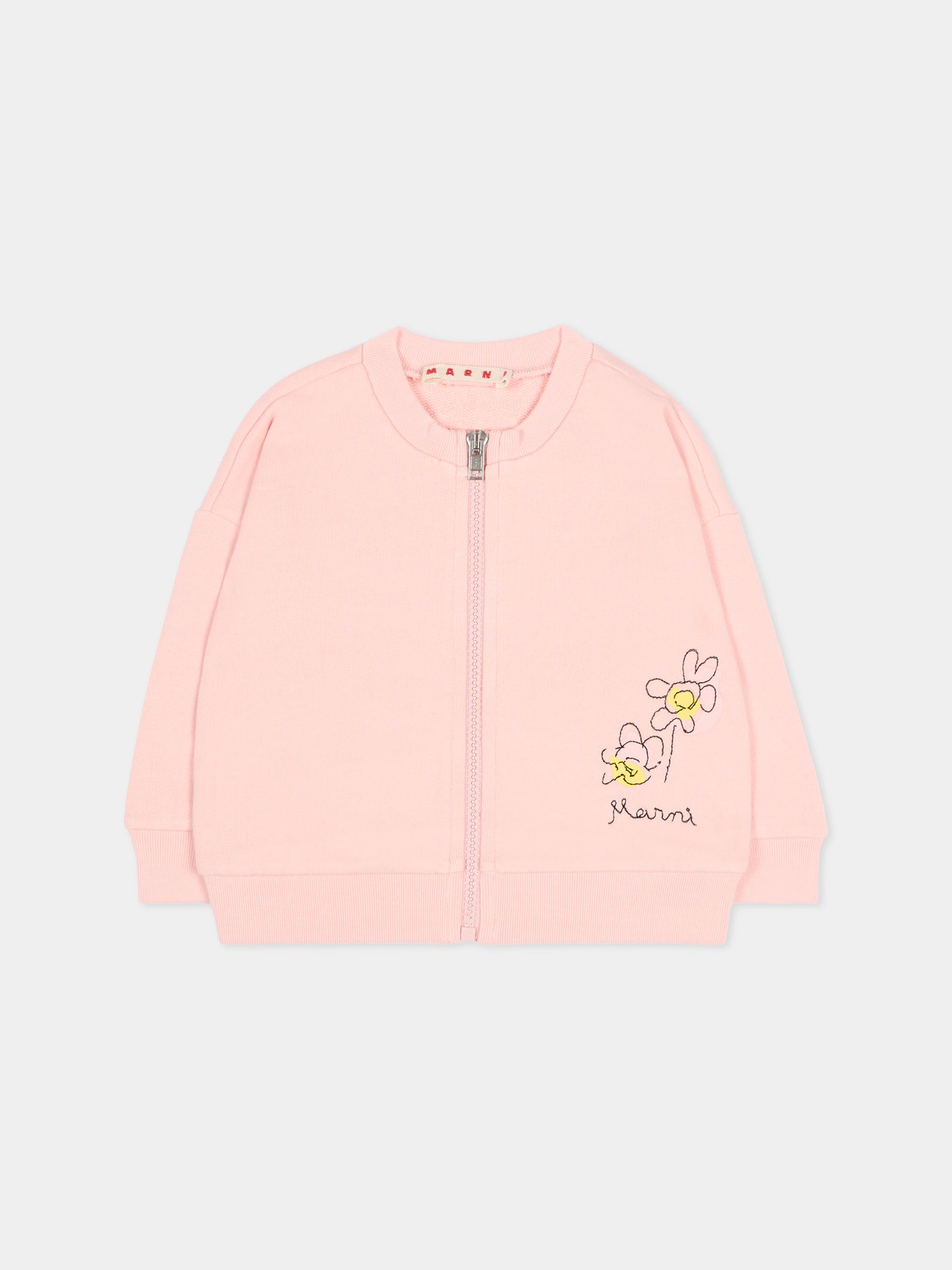 Felpa rosa per neonata con fiori,Marni Kids,M01636 M00SH 0M351