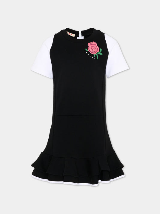 Vestito nero per bambina con logo,Marni Kids,M01673 M00V1 0M900