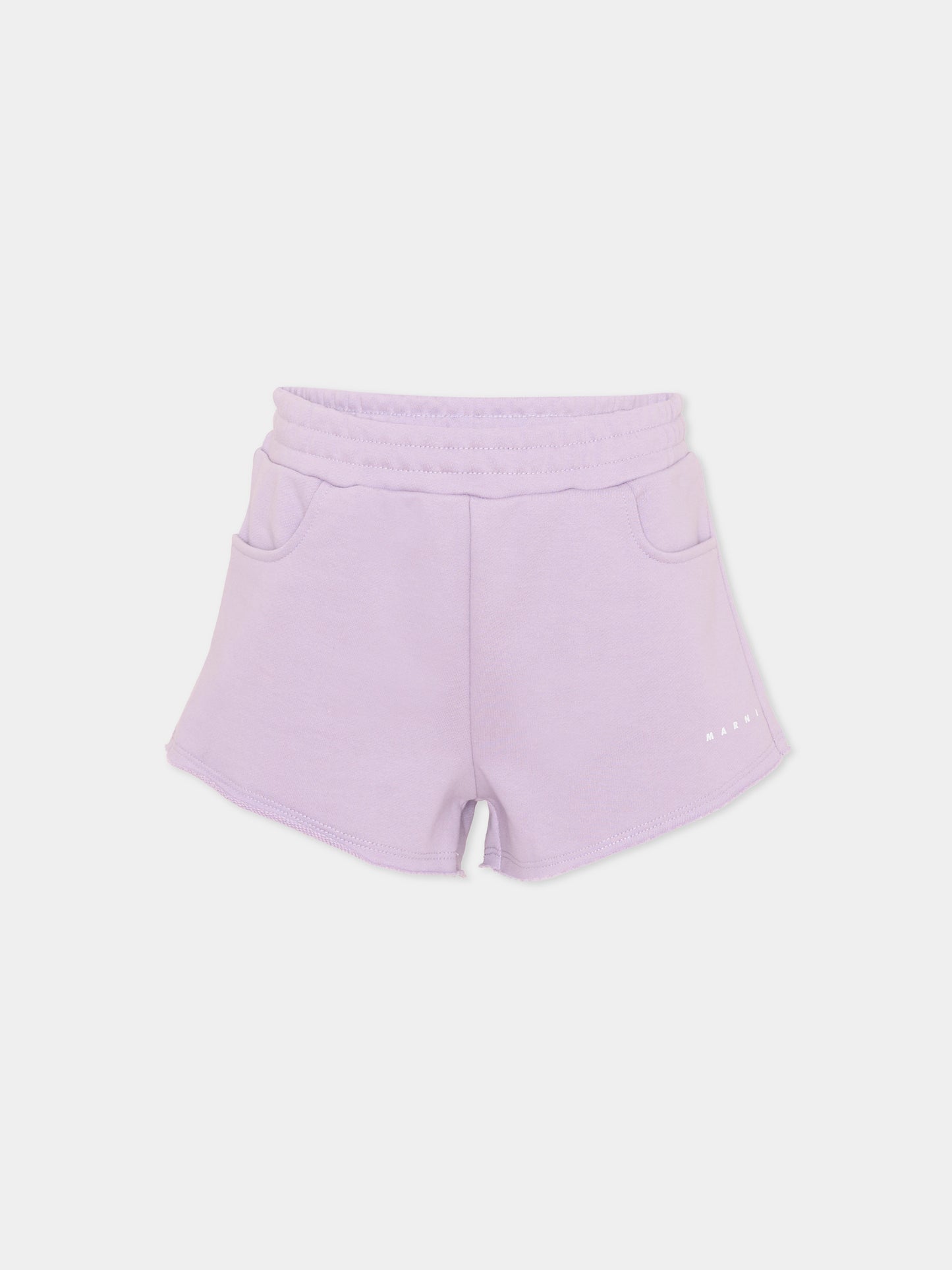 Shorts sportivi lilla per bambina con logo,Marni Kids,M01690 M00V0 0M612