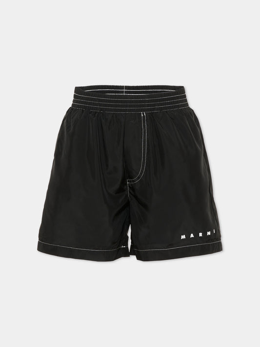 Boxer mare nero per bambino con logo,Marni Kids,M01718 M00SD 0M900