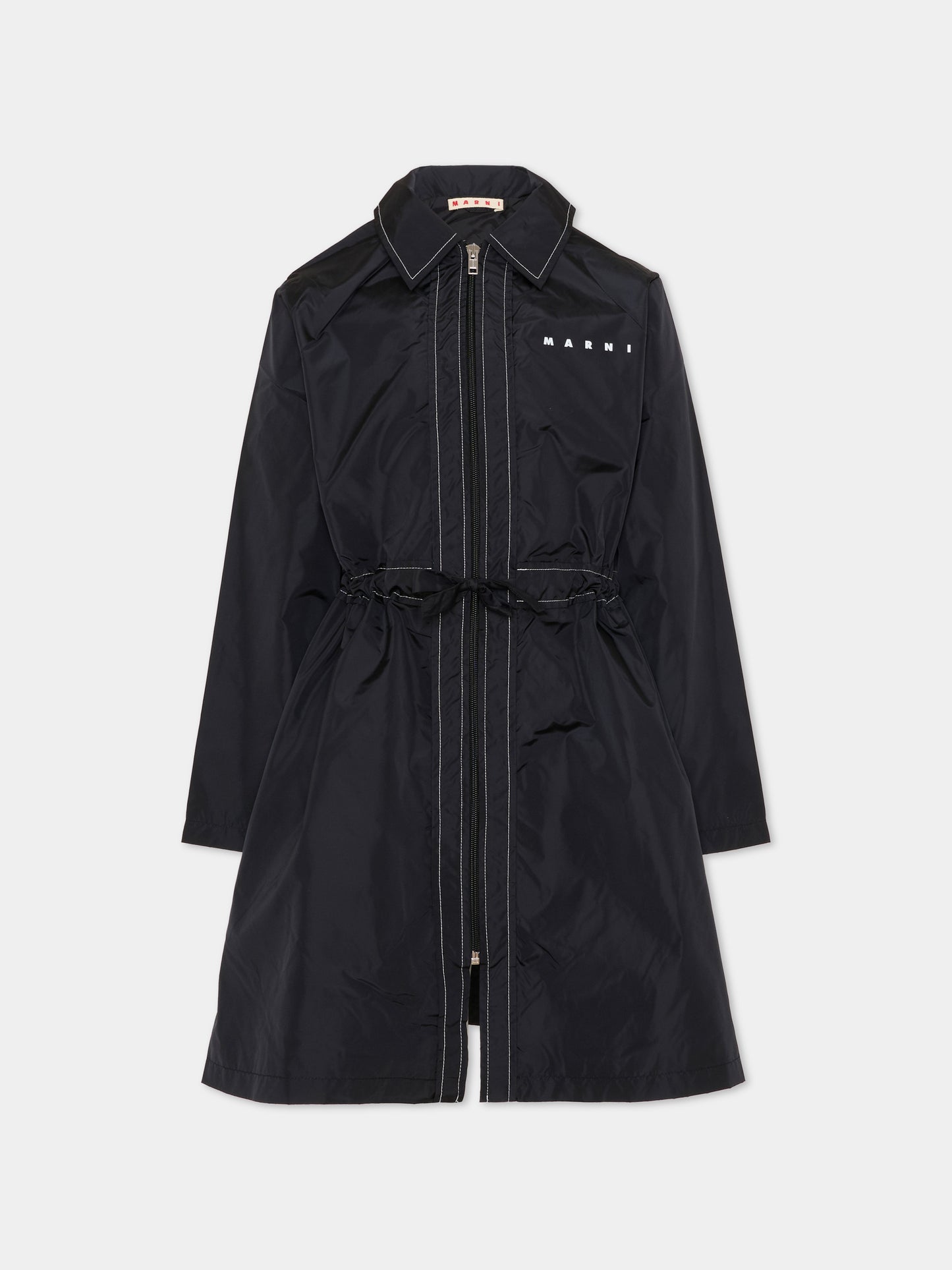 Impermeabile nero per bambina con logo,Marni Kids,M01723 M00UX 0M900