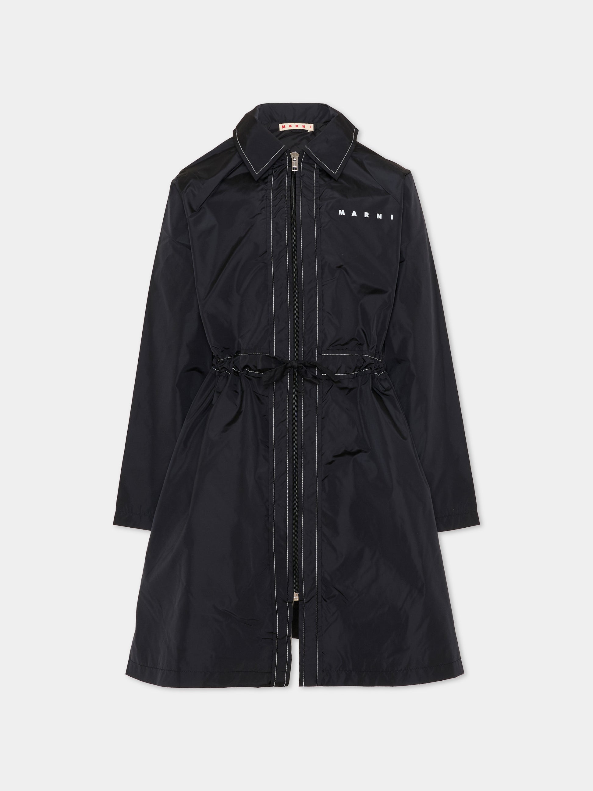 Impermeabile nero per bambina con logo,Marni Kids,M01723 M00UX 0M900