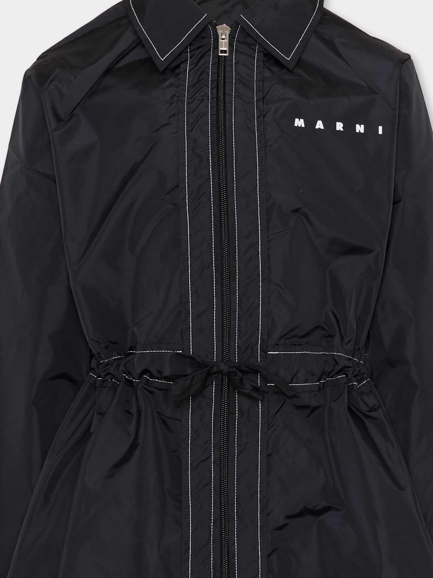 Impermeabile nero per bambina con logo,Marni Kids,M01723 M00UX 0M900