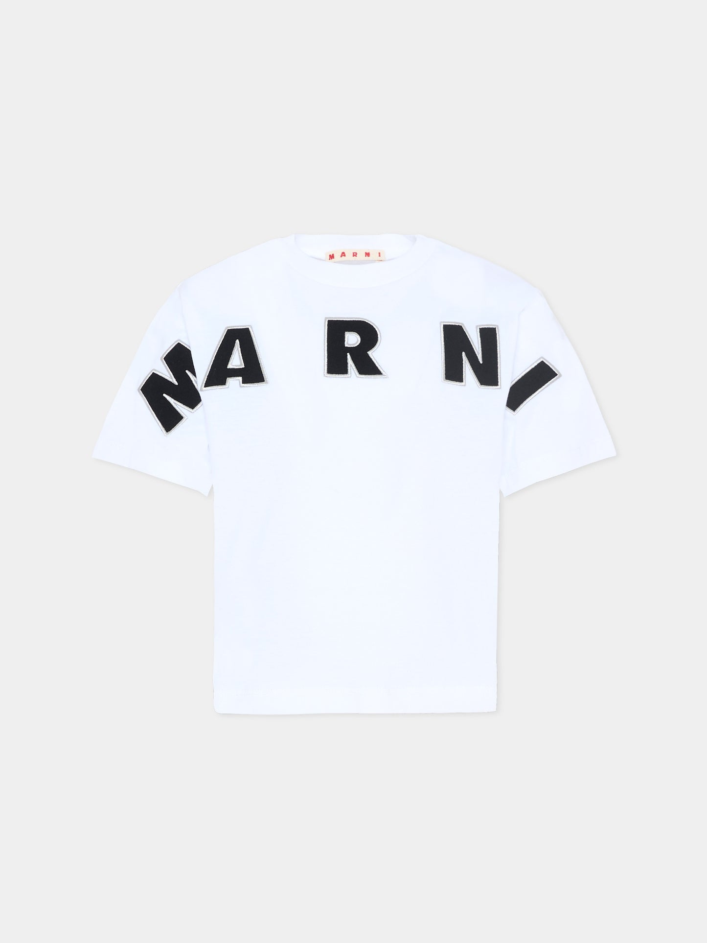 T-shirt bianca per bambina con logo,Marni Kids,M01733 M00RF 0M100