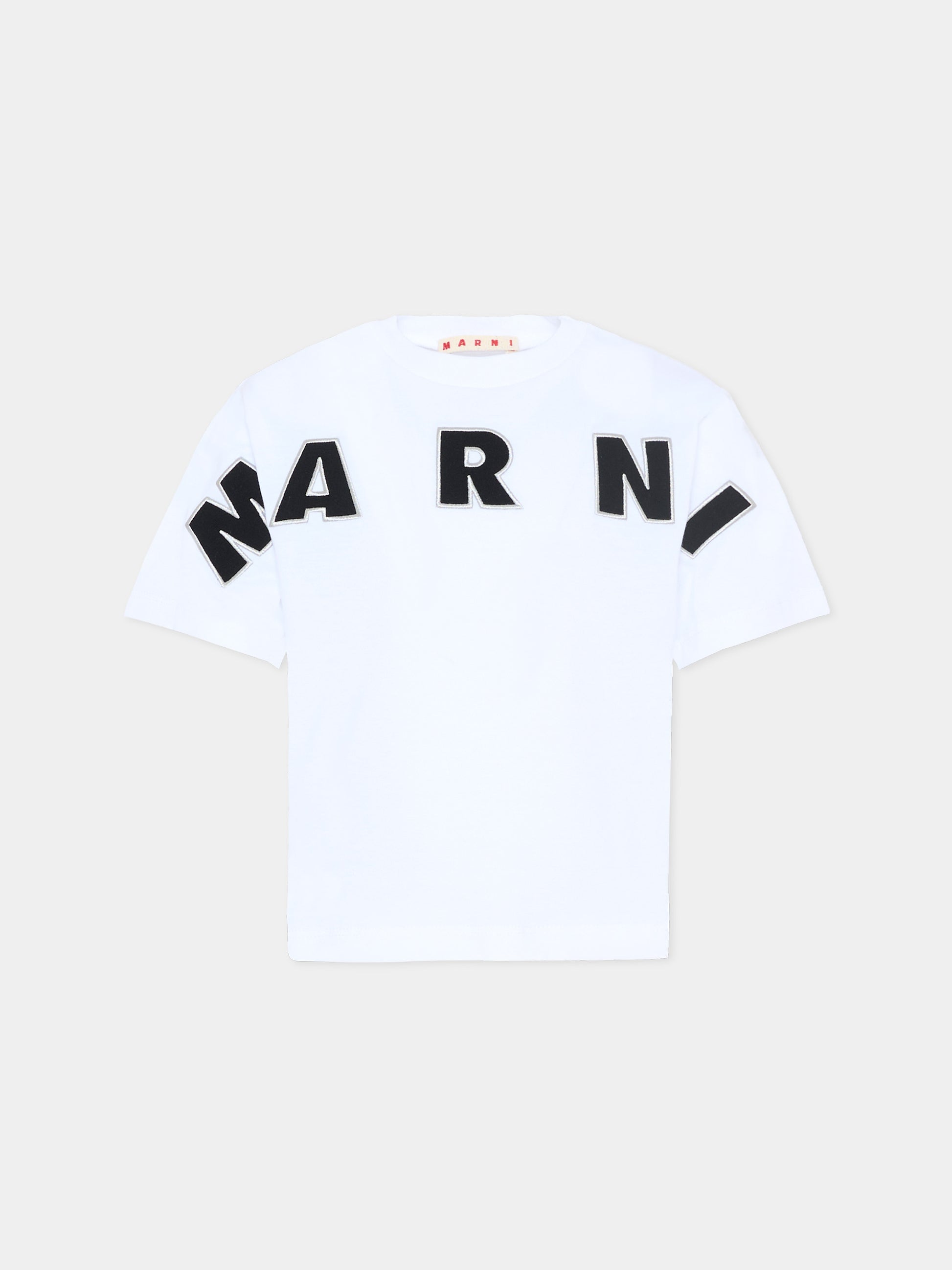 T-shirt bianca per bambina con logo,Marni Kids,M01733 M00RF 0M100