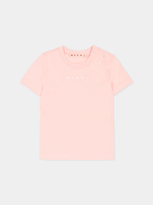 T-shirt rosa per neonata con logo,Marni Kids,M01785 M00RF 0M351