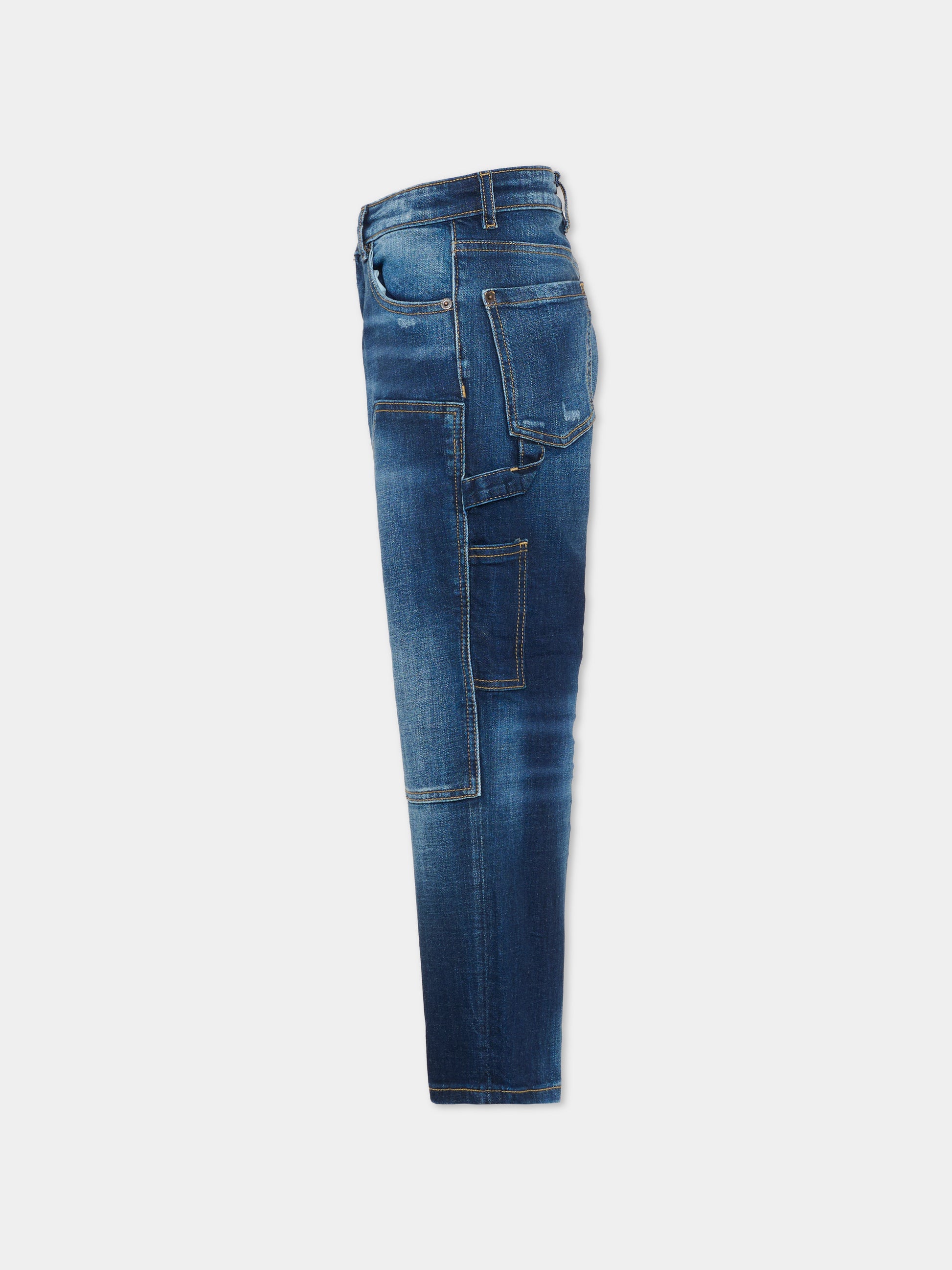 Jeans denim per bambino con logo e finti strappi,Dsquared2,DQ2636 D0AFS DQ01