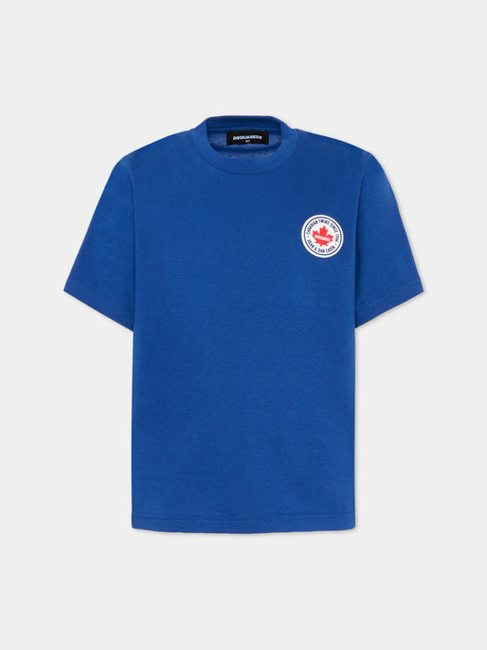 T-shirt blu per bambino con logo,Dsquared2,DQ3162 D004G DQ865
