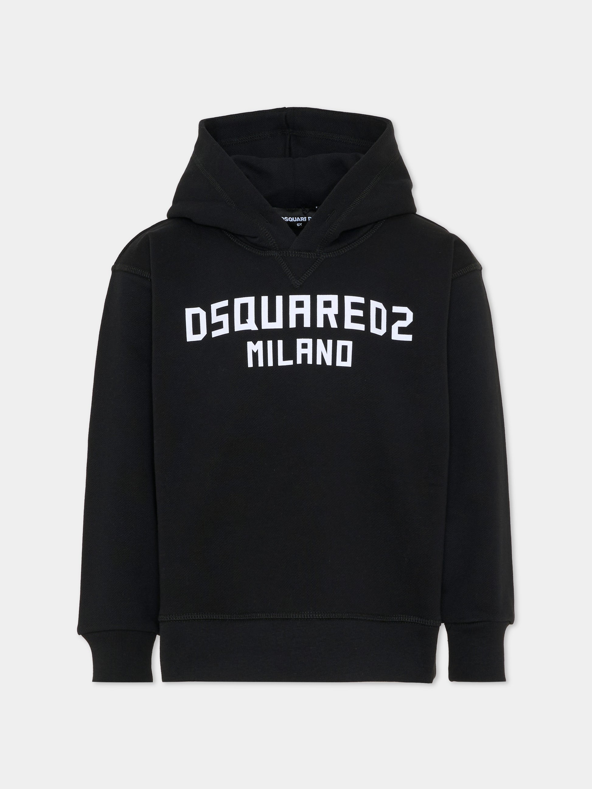 Felpa nera per bambino con logo,Dsquared2,DQ3184 D0A9U DQ900
