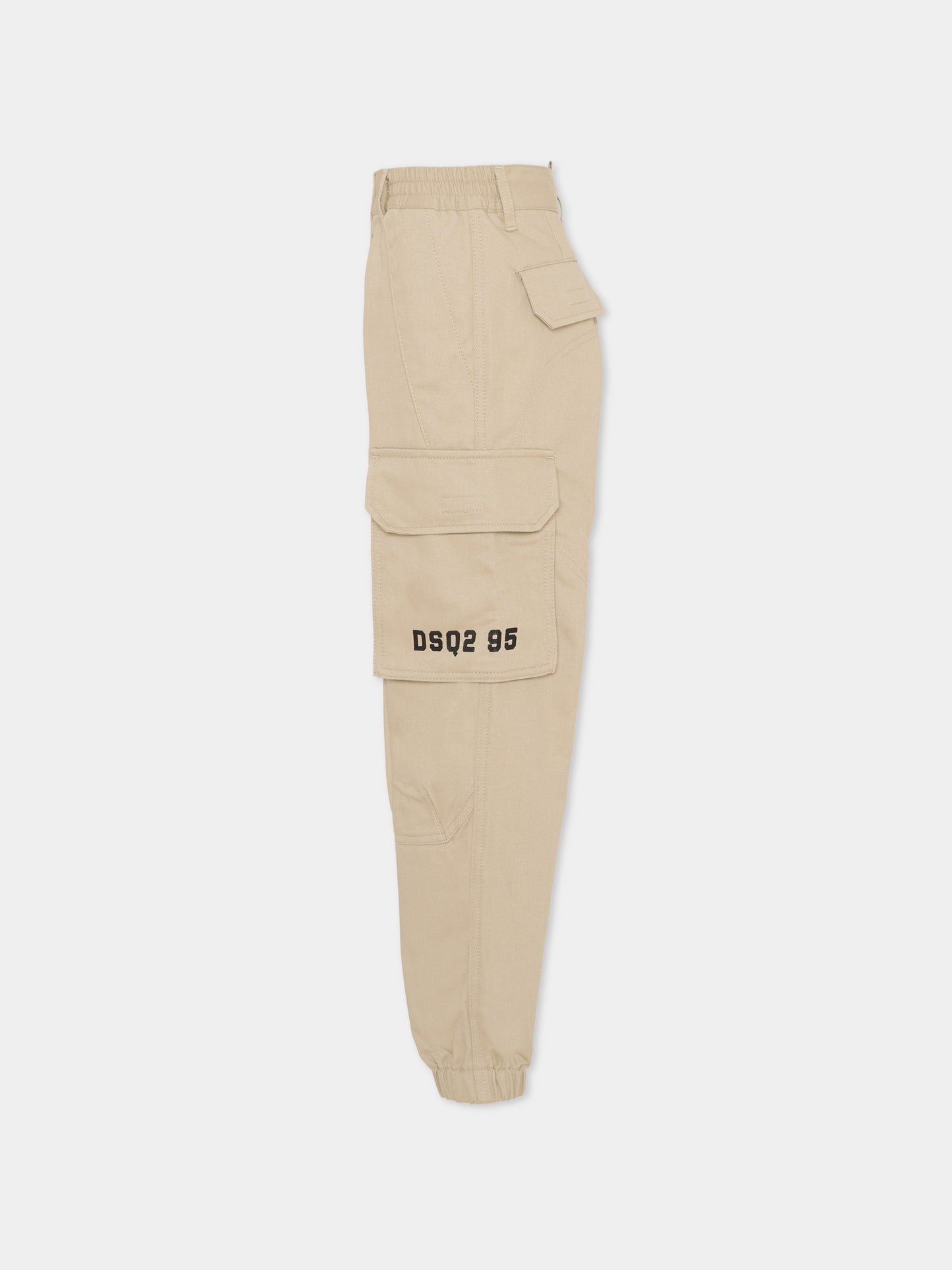 Pantaloni beige per bambino con logo,Dsquared2,DQ3210 D0AGK DQ717