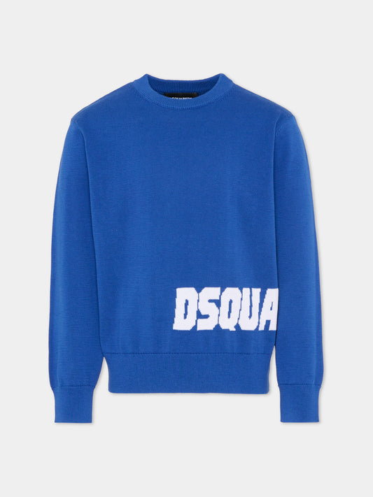 Maglione blu per bambino con logo,Dsquared2,DQ3242 D0ACT DQ865