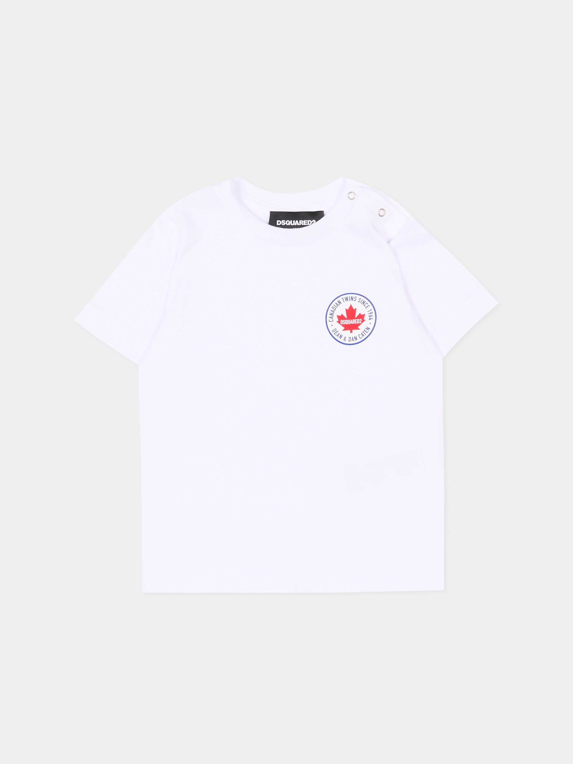T-Shirt bianca per neonato con logo,Dsquared2,DQ3270 D004G DQ100