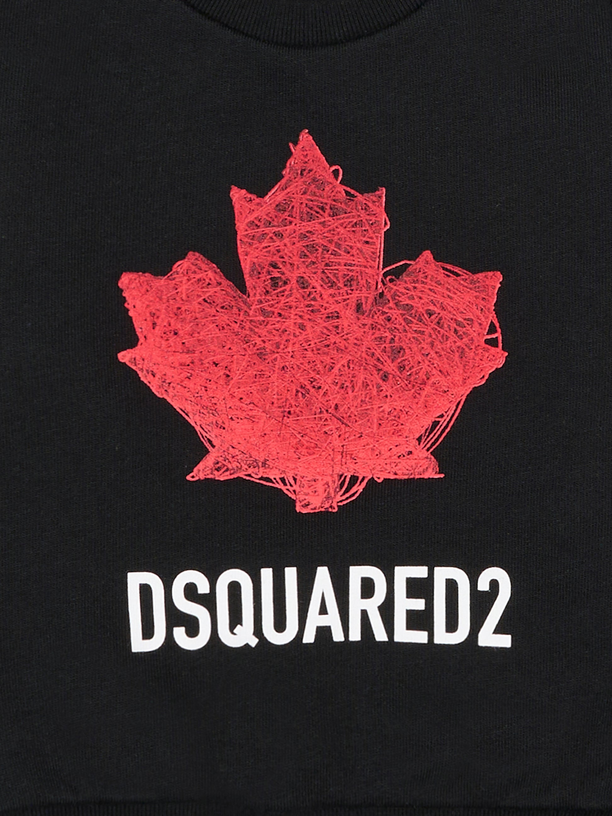 Felpa nera per neonato con logo e foglia d'acero,Dsquared2,DQ3279 D0AGW DQ900
