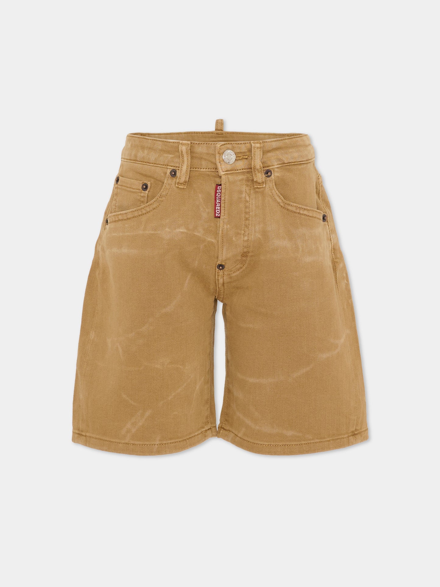 Shorts beige per bambino con logo,Dsquared2,DQ3291 D0AFQ DQ730