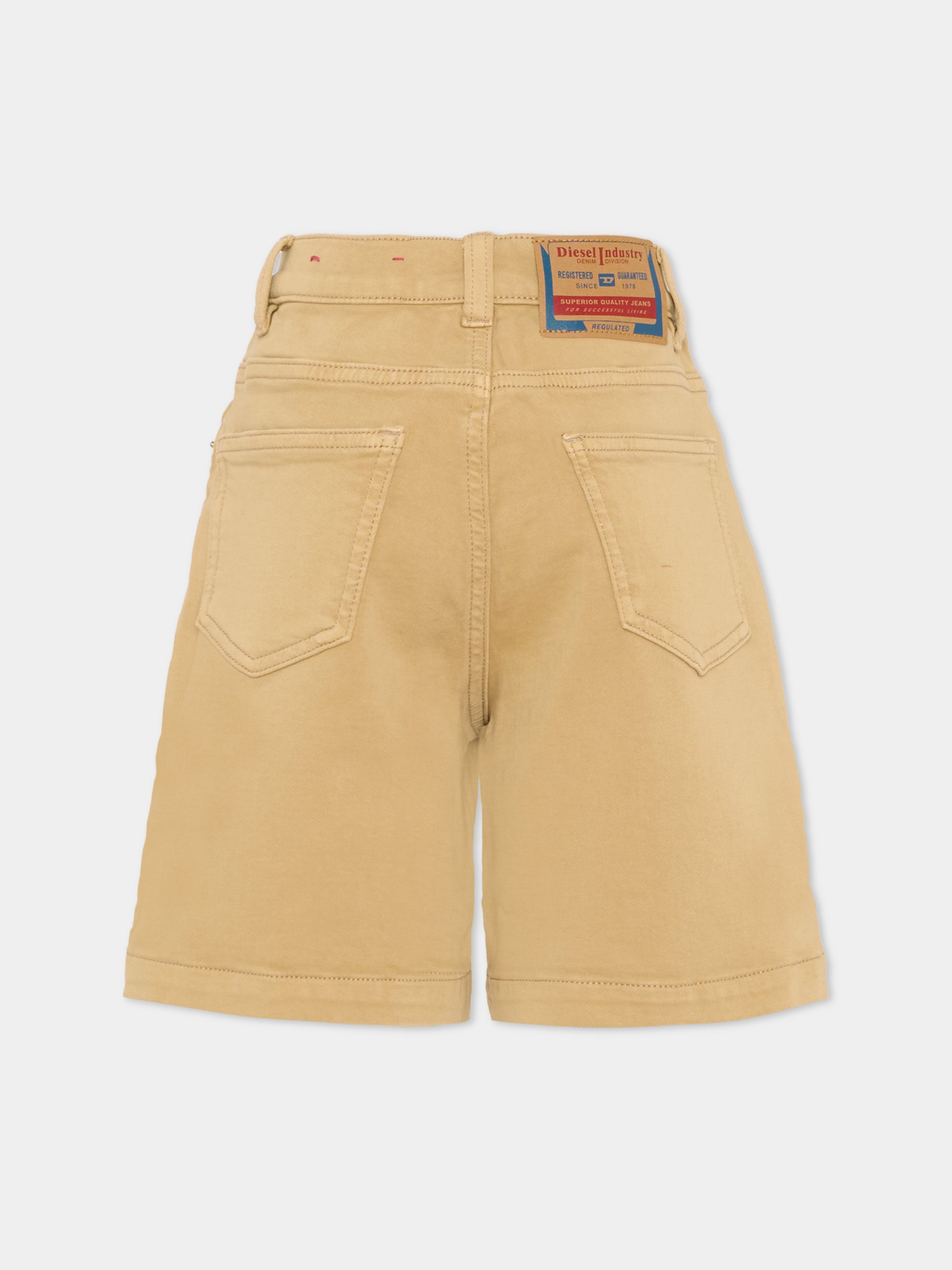 Shorts beige per bambino con logo,Diesel,J00722 KXBR6 K708